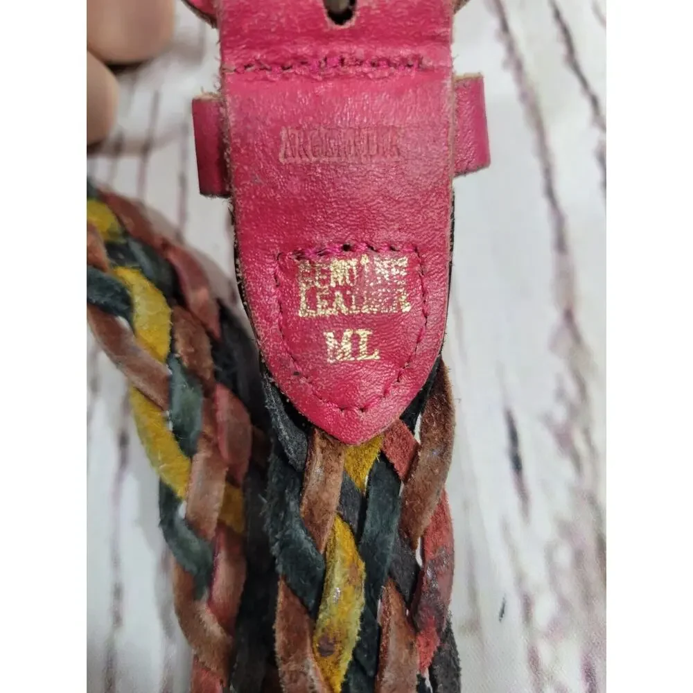 Braided Belt Genuine‎ Leather Women's Multicolor Woven Size M/L